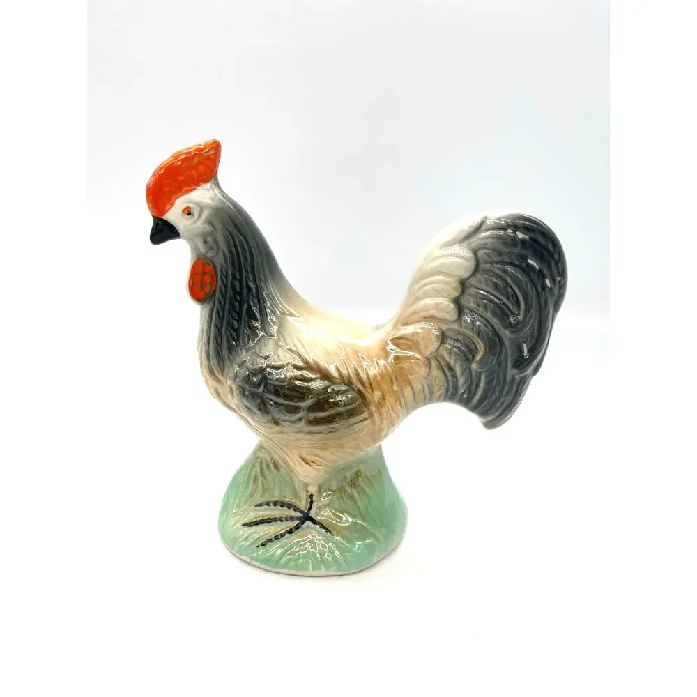 Vintage Lusterware Ceramic Rooster Figurine Made in Brazil 6.5